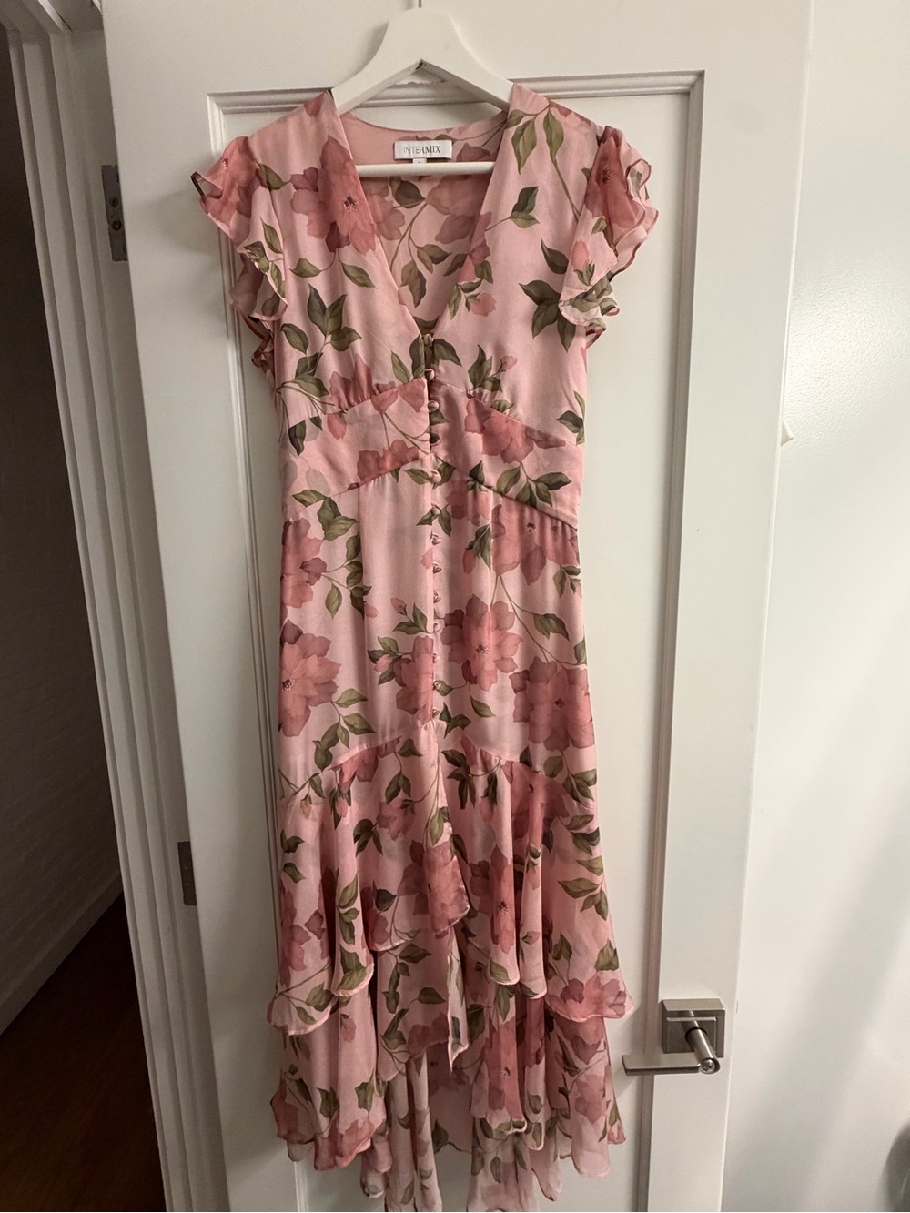 INTERMIX Rose Pink Floral Slip Dress